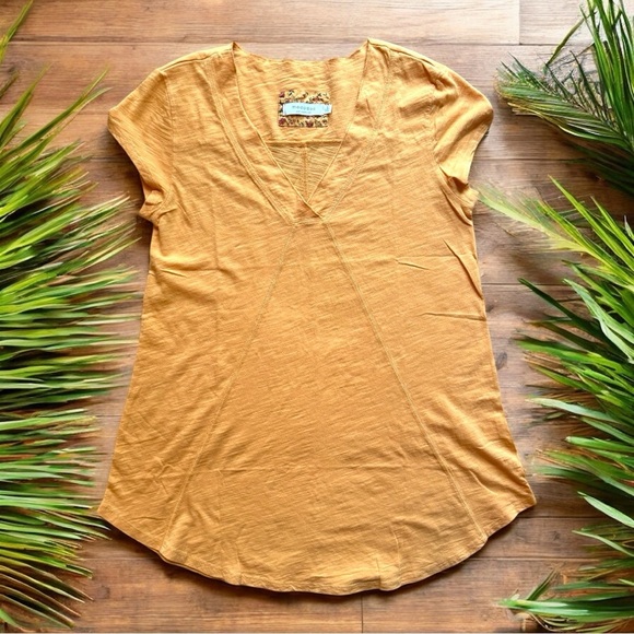 Mododoc Mustard Yellow/Orange V-Neck Short Sleeve Longline Tee – Size S - Picture 6 of 11